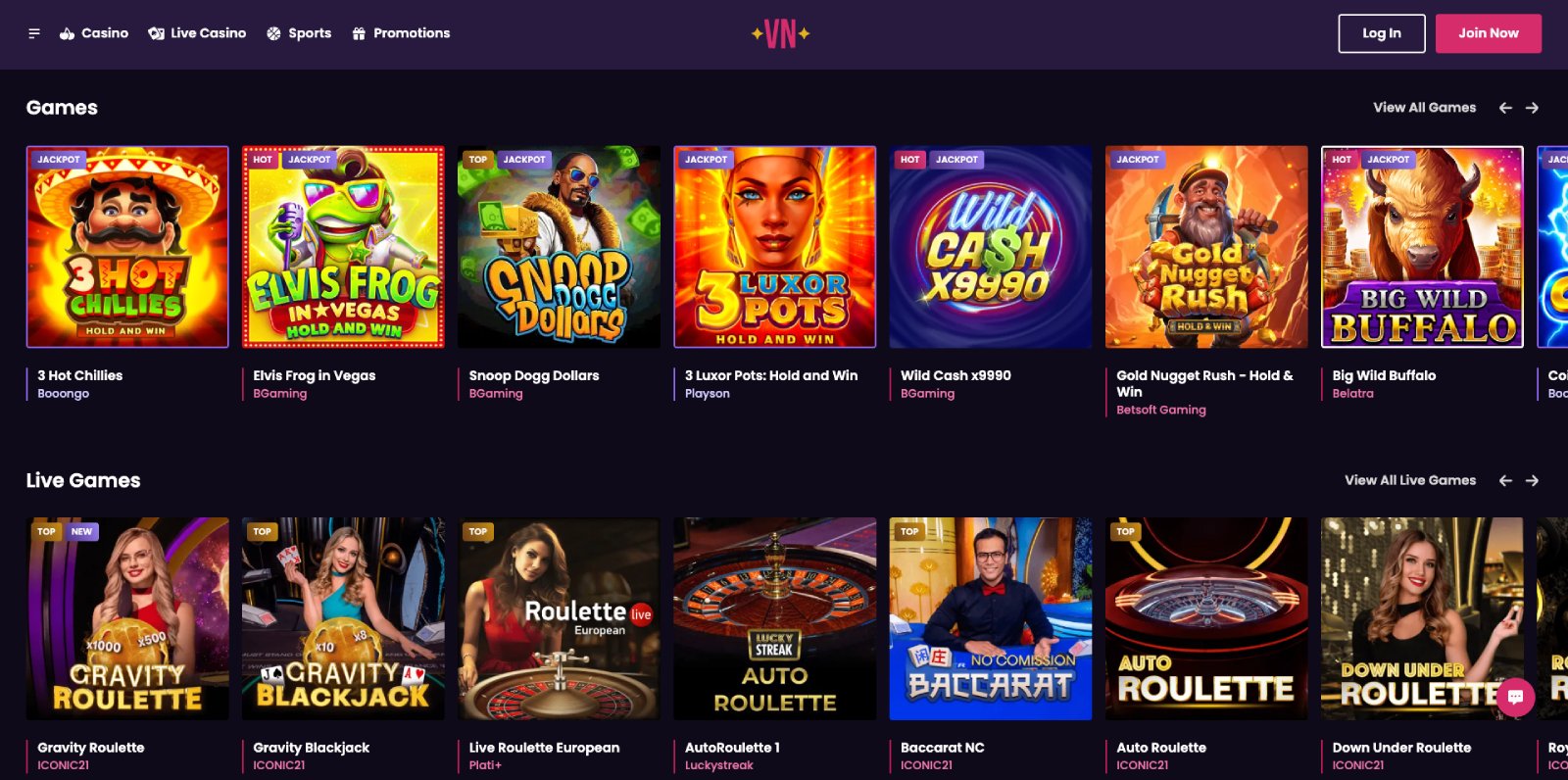 VegasNow Lobby